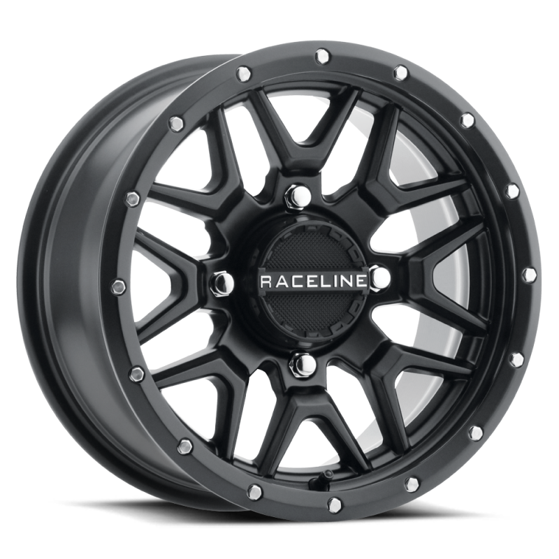 Raceline A94B Krank 15x7-Inch 4x156 Bolt Pattern +10 Offset Satin Black Powersports Wheel