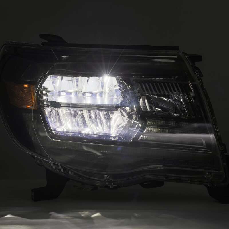 AlphaRex LUXX Crystal Plank-Style Headlights for 2005–2011 Toyota Tacoma – Alpha Black with Activation Light and DRL