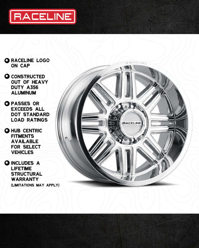 Raceline 948C Split 18x9-Inch Chrome Wheel, 6x139.7 Bolt Pattern, -12mm Offset