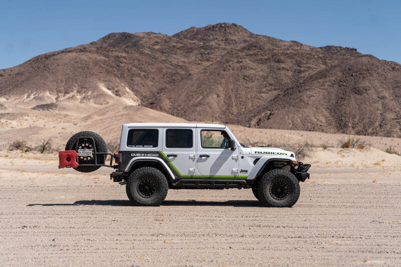 DV8 Offroad Body Mounted Tire Carrier for 2018–2025 Jeep Wrangler JL, Part Number dveTCJL-14