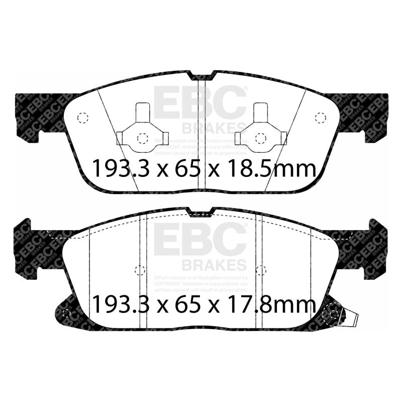 EBC Yellowstuff Front Brake Pads for 2016+ Lincoln Continental 2.7L Twin Turbo - DP43072R