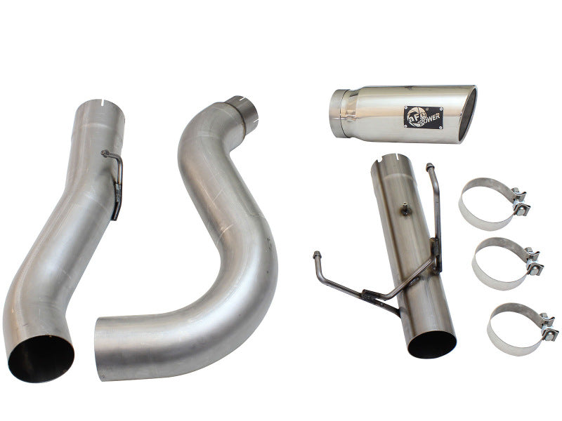 aFe MACH Force XP Large Bore 5-Inch DPF-Back Exhaust with Polished Tip, Part Number 49-02051-1P, for 2013–2015 Dodge Ram 2500 and 3500 6.7L Diesel