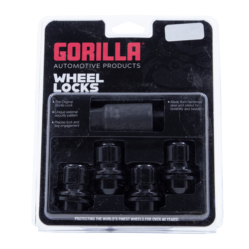 Gorilla Automotive Locking Lug Nuts for Nissan, M12 x 1.25 Thread, Black, Part 73621NSBC