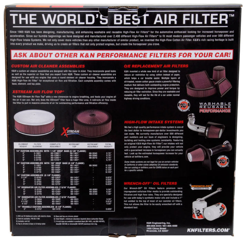 K&N Engineering E-3760 Replacement High-Flow Drop-In Air Filter