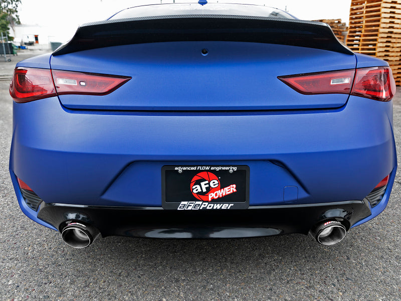aFe POWER Takeda 2.5-Inch 304 Stainless Steel Cat-Back Exhaust with Carbon Fiber Tips for Infiniti Q60 V6 3.0L Twin-Turbo, Part 49-36134NM-C