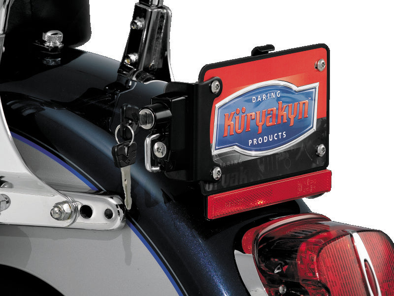 Kuryakyn License Plate Helmet Lock with Mount, Black - 4248