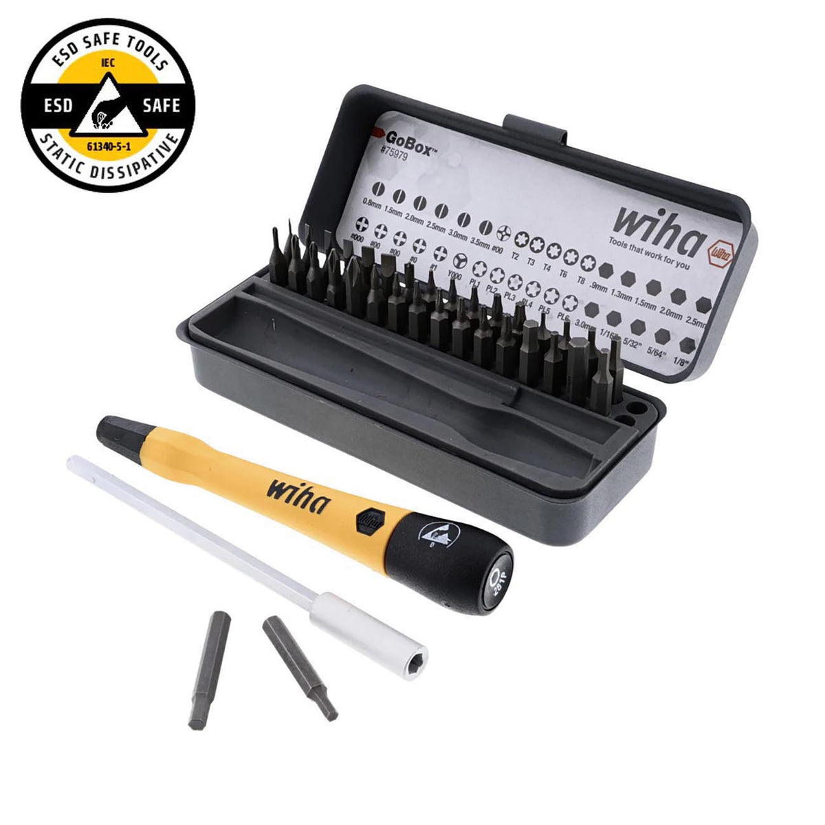 Wiha GoBox Electronics ESD Precision Micro Bit Set, 36-Piece Set
