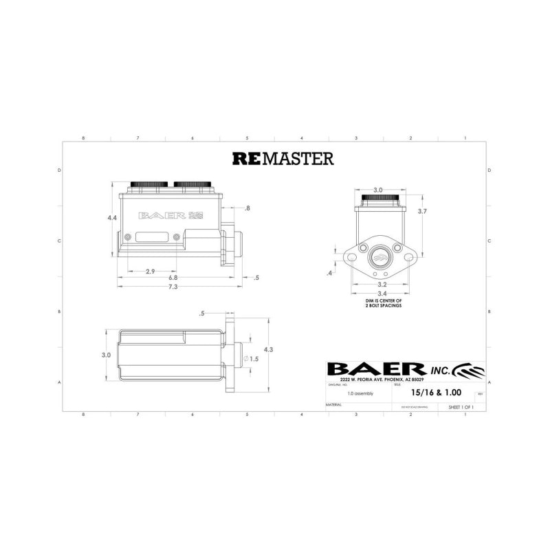 Baer Brakes GM/Ford 1 inch Bore Remaster Master Cylinder Kit - Black