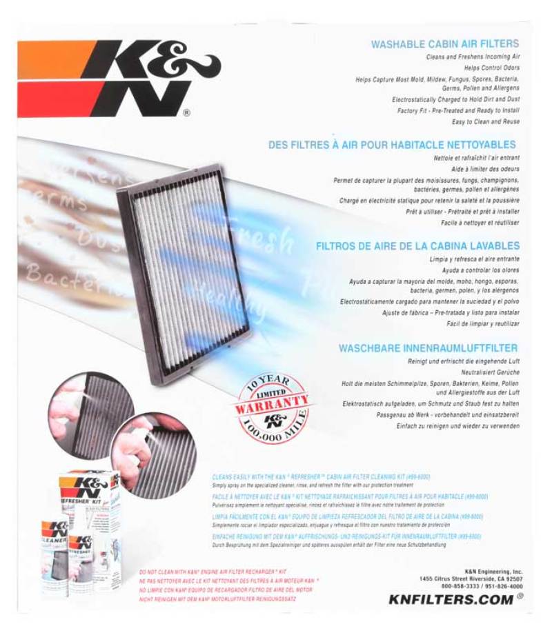 K&N Engineering VF3019 Washable Cabin Air Filter for BMW X5 and X6
