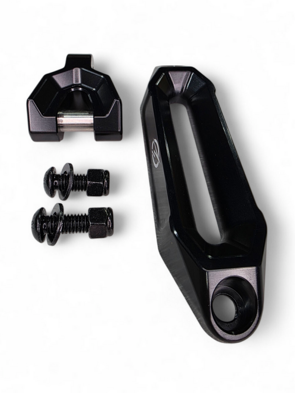 Elektric Off Road Winch Hawse Fairlead and Hook Combo - Anodized Black for UTVs