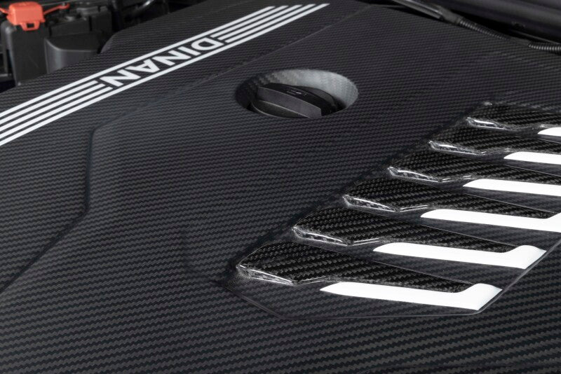 Dinan B58D Matte Carbon Fiber Engine Cover with Gloss Accents for BMW G Series Models