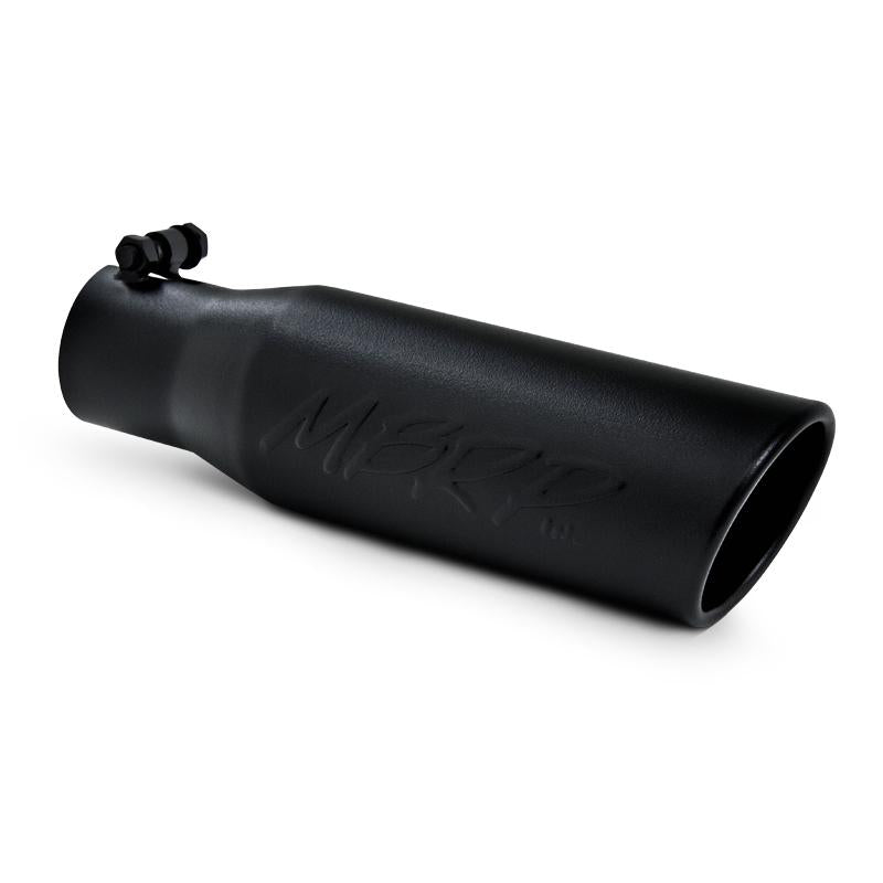 MBRP T5113BLK Armor Black Exhaust Tip, 2.5-Inch Inlet, 3.5-Inch Outlet, Angled Rolled Edge