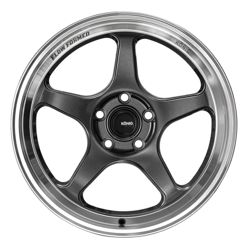 Konig Hyperspec 18-Inch Anthracite Metallic Wheel with Mirror Machined Lip, 5x114.3 Bolt Pattern, ET35