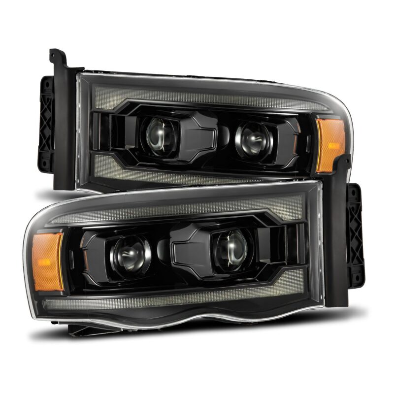 AlphaRex PRO-Series Projector Headlights for 2002–2005 Dodge Ram 1500, Plank Style Alpha Black, ARX880572