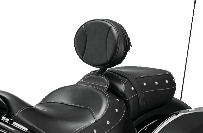 Kuryakyn Plug-N-Go Driver Backrest for 2014-Up Indian Motorcycles, Black Pad with Chrome Finish, Part Number 1628