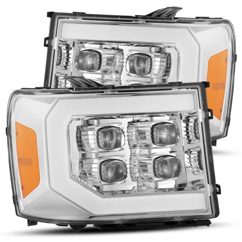 AlphaRex NOVA LED Projector Headlights for 2007–2014 GMC Sierra 2500HD, Plank Style, Matte Black – ARX880607