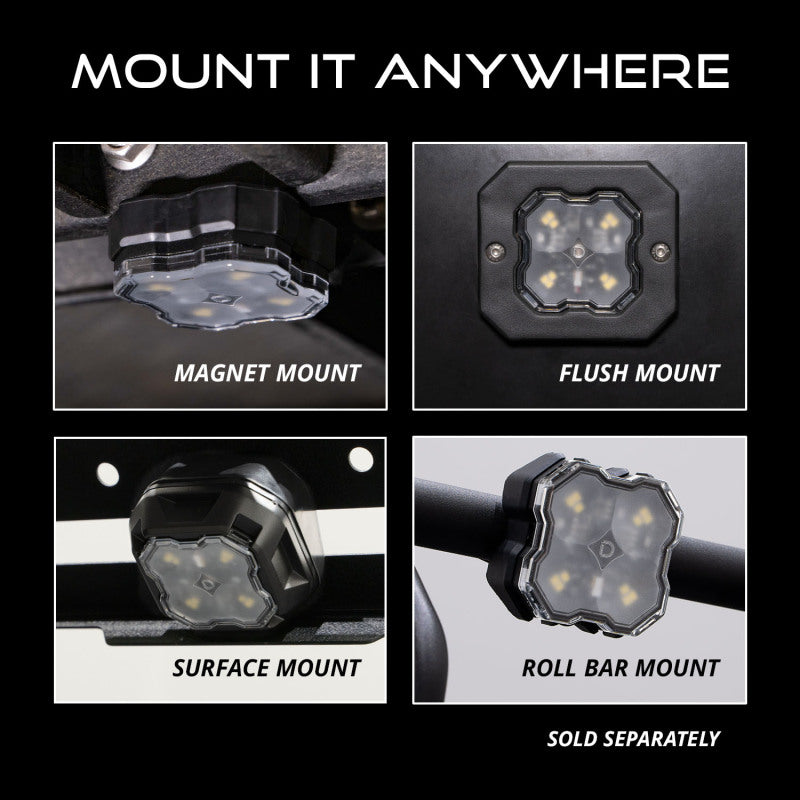 Diode Dynamics Stage Series SXS Rock Light Installer Kit RGBW M8 4-Pack, Part DD7751