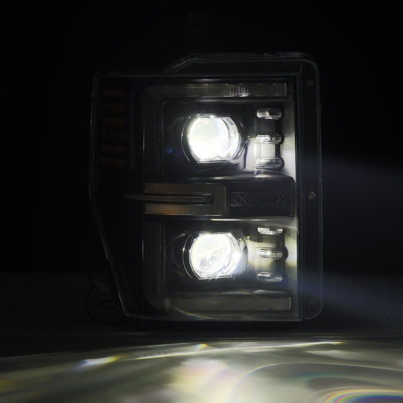 AlphaRex LUXX-Series LED Projector Headlights for 2008-2010 Ford F-250–F-550 Super Duty, Black Housing, ARX880312