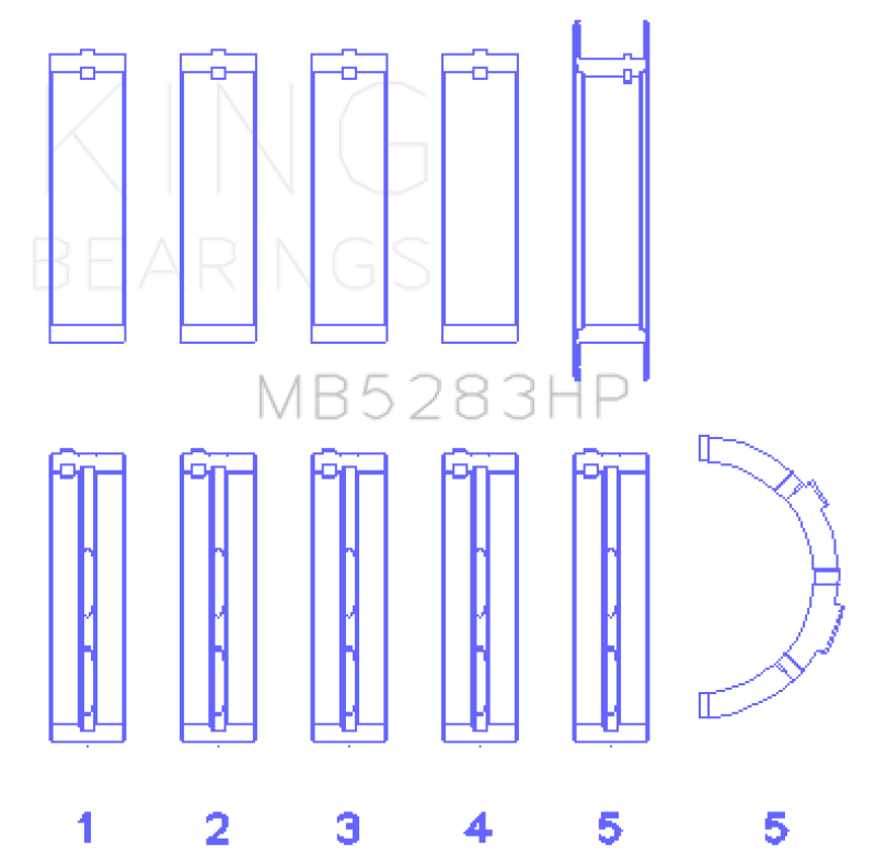 King Engine Bearings MB5283HP Performance Main Bearing Set, Standard Size for Ford Mustang