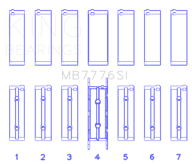 King Engine Bearings MB7776SI0.5 BMW N55B30A, N53B30A, N52B30A Main Bearing Set, +0.50 mm