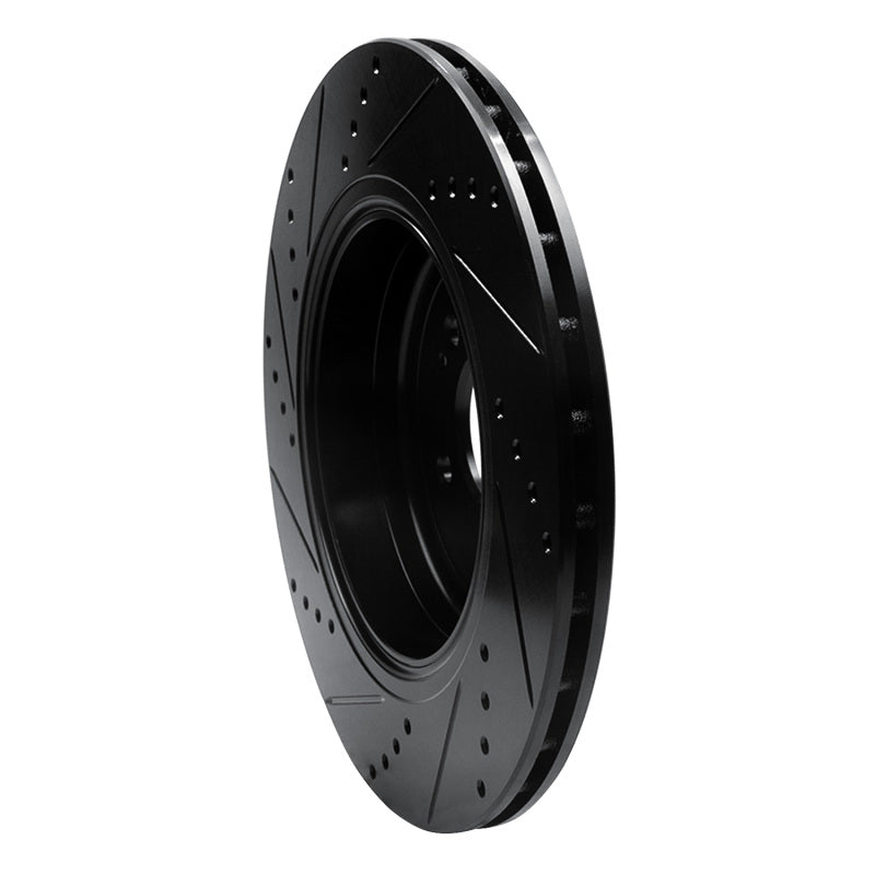 R1 Concepts RNC633-21039R Rear Right Drilled and Slotted Black Brake Rotor for 2018-2019 Genesis G70 and Kia Stinger