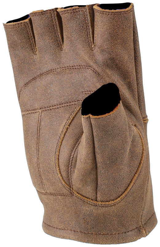 Kuryakyn Leather by River Road Buster Vintage Shorty Motorcycle Gloves, Black, 2XL