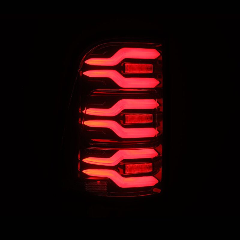 AlphaRex Luxx-Series LED Tail Lights for 2019-2021 Ram 1500, Black/Red, Part ARX640050