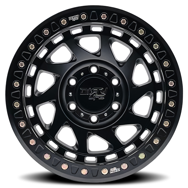Dirty Life Enigma Race 9313 17x9 Beadlock Wheel, 5x127 Bolt Pattern, -12mm Offset, Matte Black