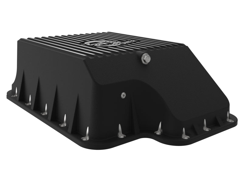 aFe POWER Pro Series Transmission Pan, Black with Machined Fins, Ford Diesel Trucks, Part Number 46-70122-1