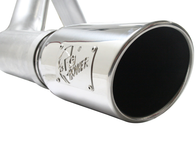 aFe Atlas 4-Inch Aluminized Steel Cat-Back Exhaust with Muffler and Polished Tip, Part Number 49-03041-P, for 2011-2013 Ford F-150 3.5L EcoBoost V6