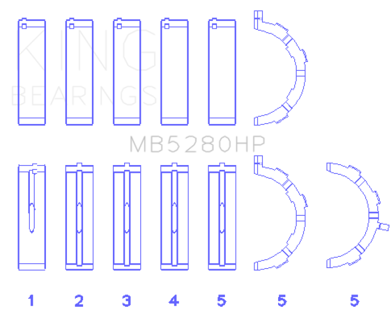 King Engine Bearings MB5280HP Performance Main Bearing Set, Standard Size for Ford 4.6L and 5.4L V8