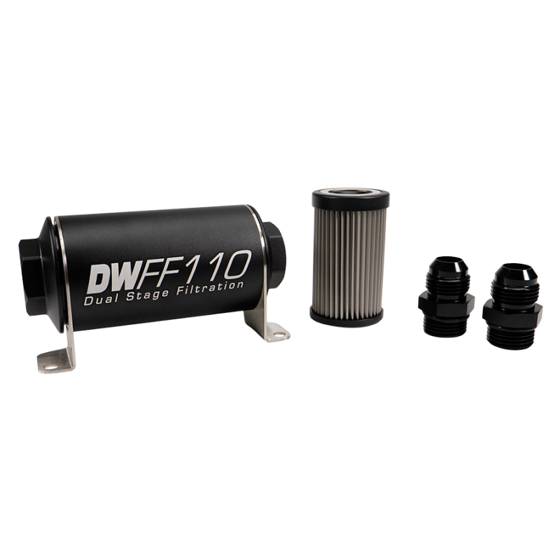 DeatschWerks DWK8-03-110-100K-10 Stainless Steel 10AN 100-Micron Inline Fuel Filter Housing Kit