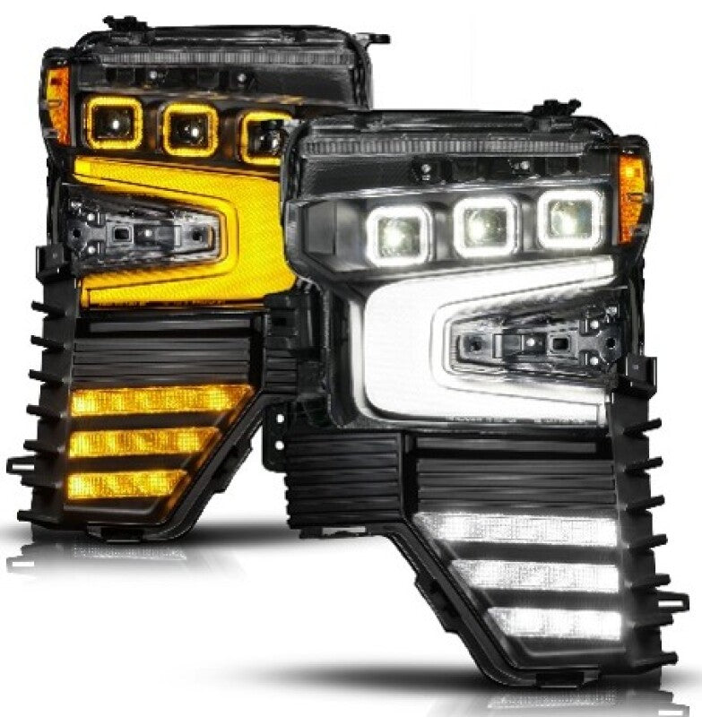 ANZO 22-26 Chevy Silverado 1500 Z-Series LED Projector Headlight - Passenger Side, Black Housing with Light Bar Style and Sequential Turn Signal
