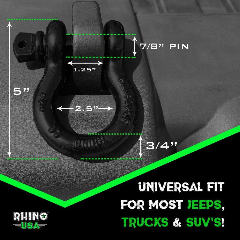Rhino USA RNO-SHACKSTRAP30 30-Foot Tow Strap and Shackles Combo