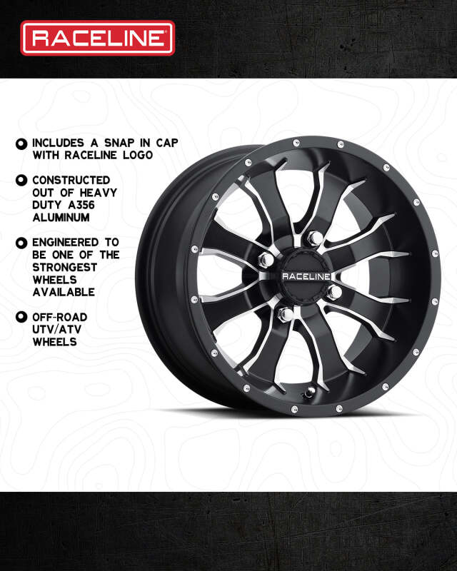 Raceline A77 Mamba 15-Inch Cast UTV Wheel, 4x156 Bolt Pattern, 5mm Offset, Black