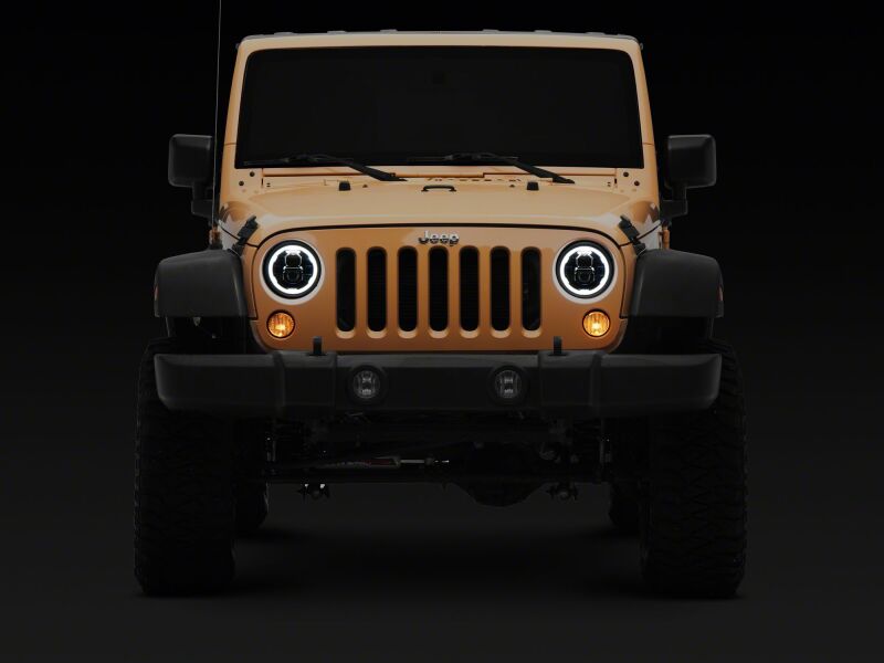 Raxiom 07-18 Jeep Wrangler Axial Series 7-Inch LED Headlights with DRL, Black Housing, Clear Lens