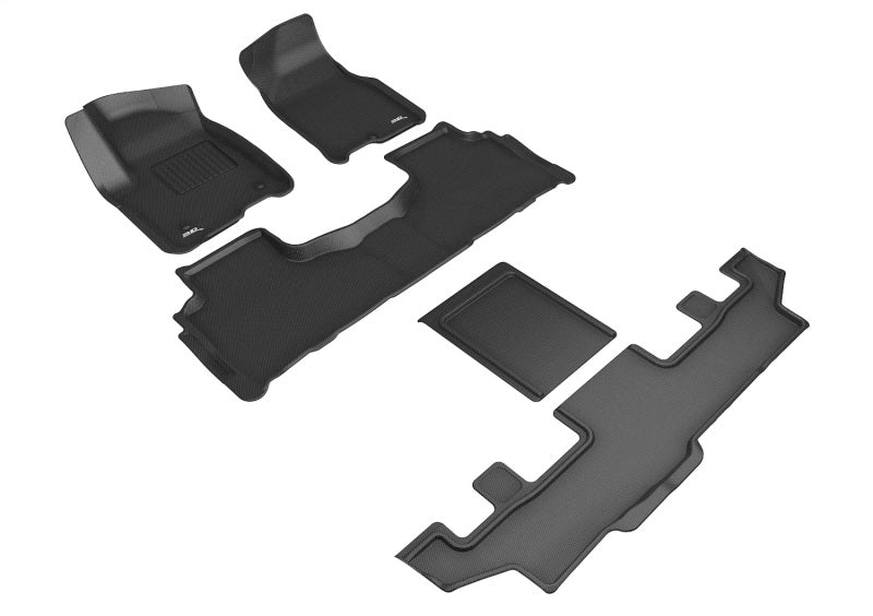 3D MAXpider KAGU Series Custom-Fit Floor Mats for 2021–2022 GMC Yukon XL and Chevrolet Suburban, Black, 5-Piece Set, Part Number aceL1GM02901509