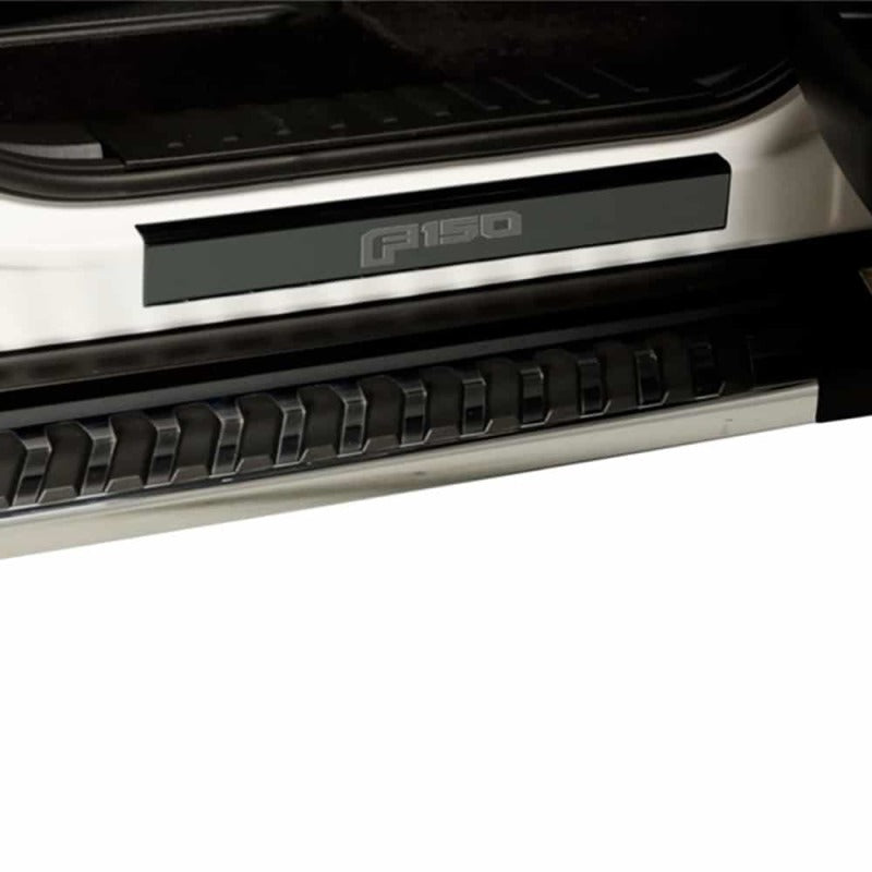 Putco 15-20 Ford F-150 - Regular Cab & SuperCab w/ F-150 Etching (4pcs) Black Platinum Door Sills