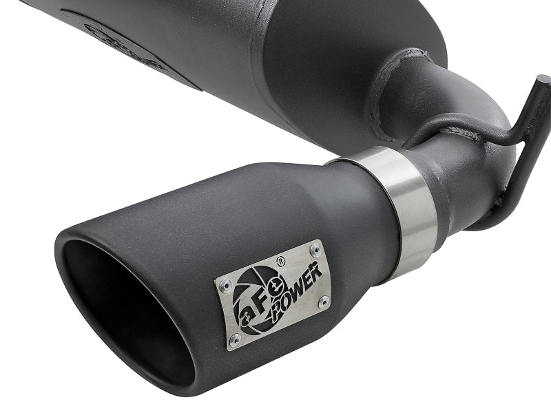 aFe Rebel Series 2.5-Inch 409 Stainless Steel Axle-Back Exhaust with Black Tips, Part 49-48061-B, 2007-2018 Jeep Wrangler JK V6
