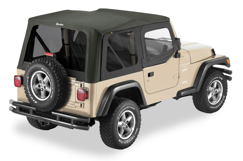 Bestop 97-02 Jeep Wrangler TJ Replace-A-Top with Black Sailcloth and Tinted Windows, Upper Door Skins Included