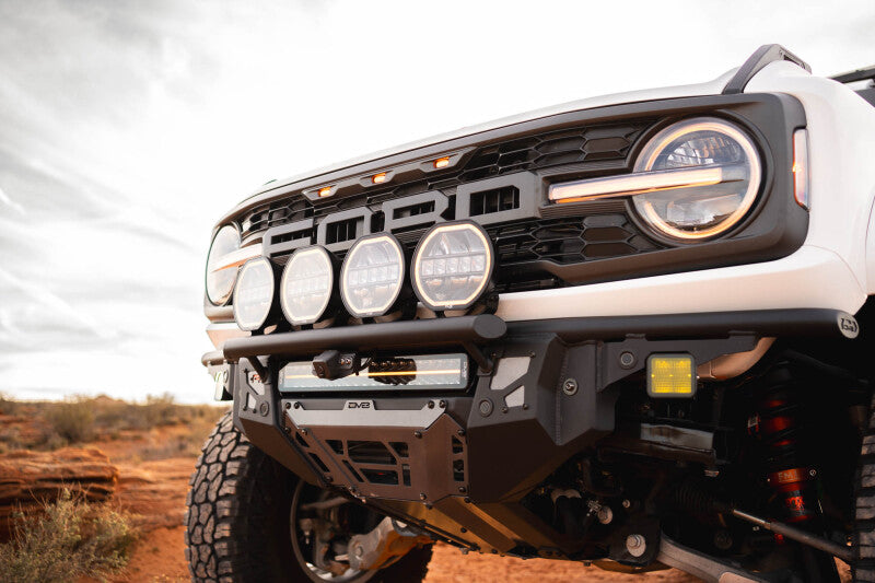 DV8 Offroad Ford Bronco Raptor Tube Front Bumper with Integrated Light Mounts and Optional Prerunner Push Bar