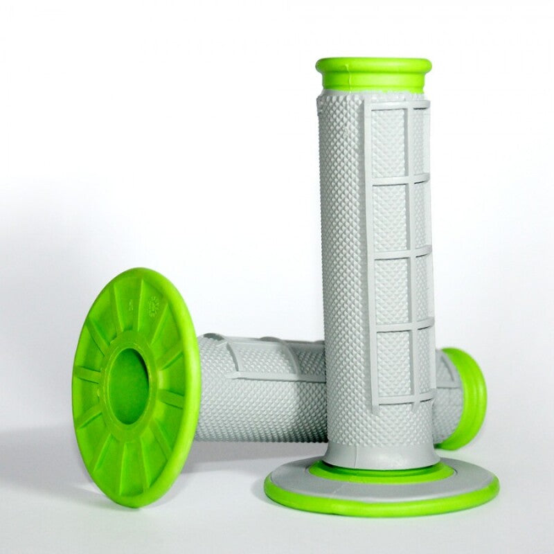 Renthal MX Dual Compound 1/2 Waffle Grips, Grey/Green – G191