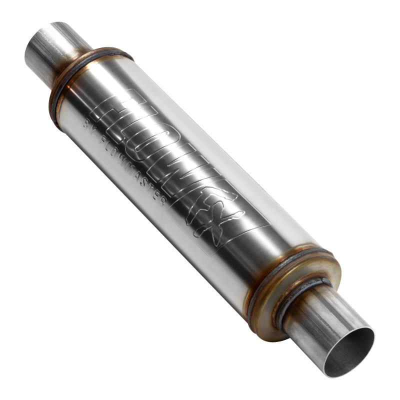 Flowmaster FlowFX Series Muffler - 2.25 Inch In/Out - 4-Inch Round Body - Stainless Steel - Moderate Sound