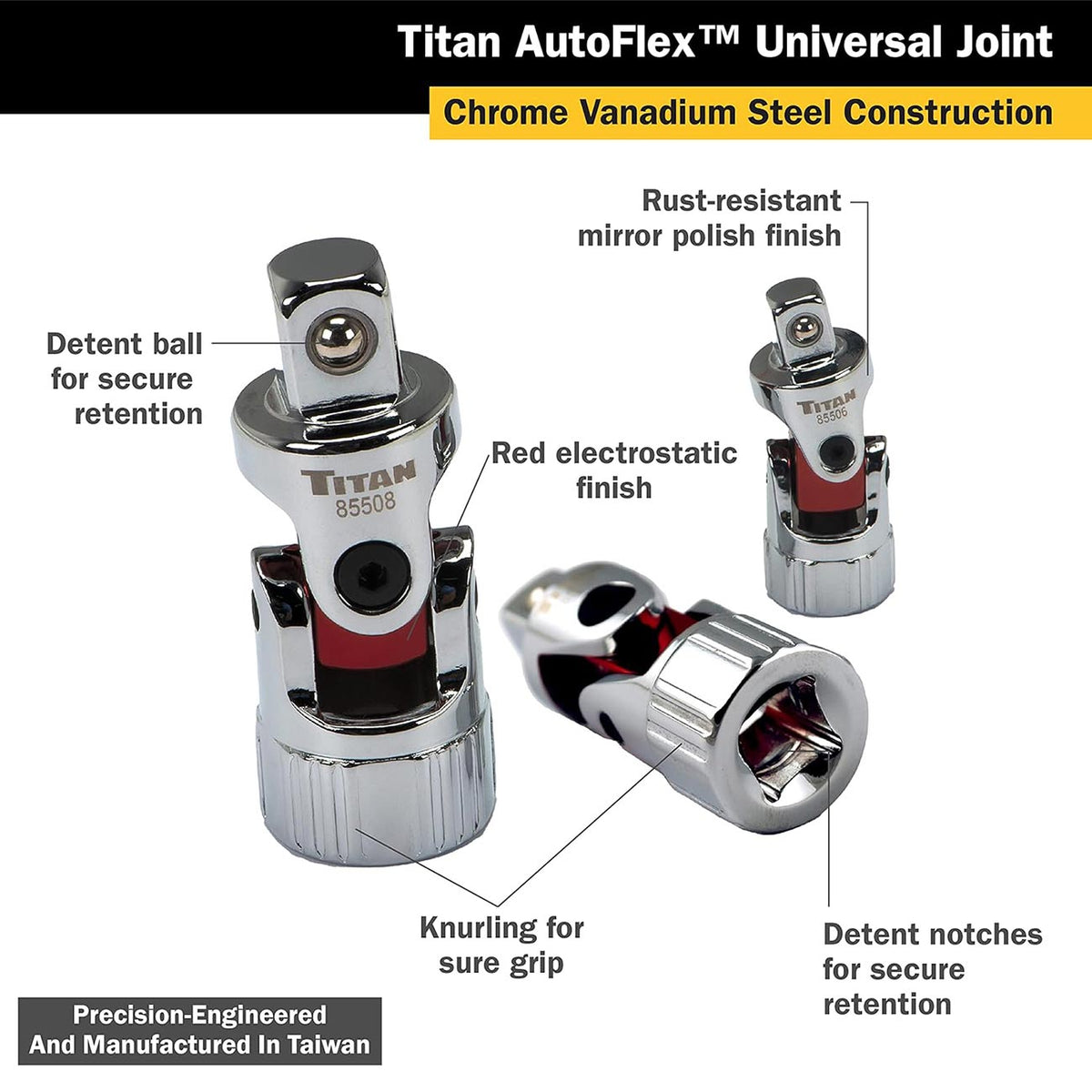 Titan Tools Auto Flex Universal Joint Socket Set, 3-Piece - Part 85505