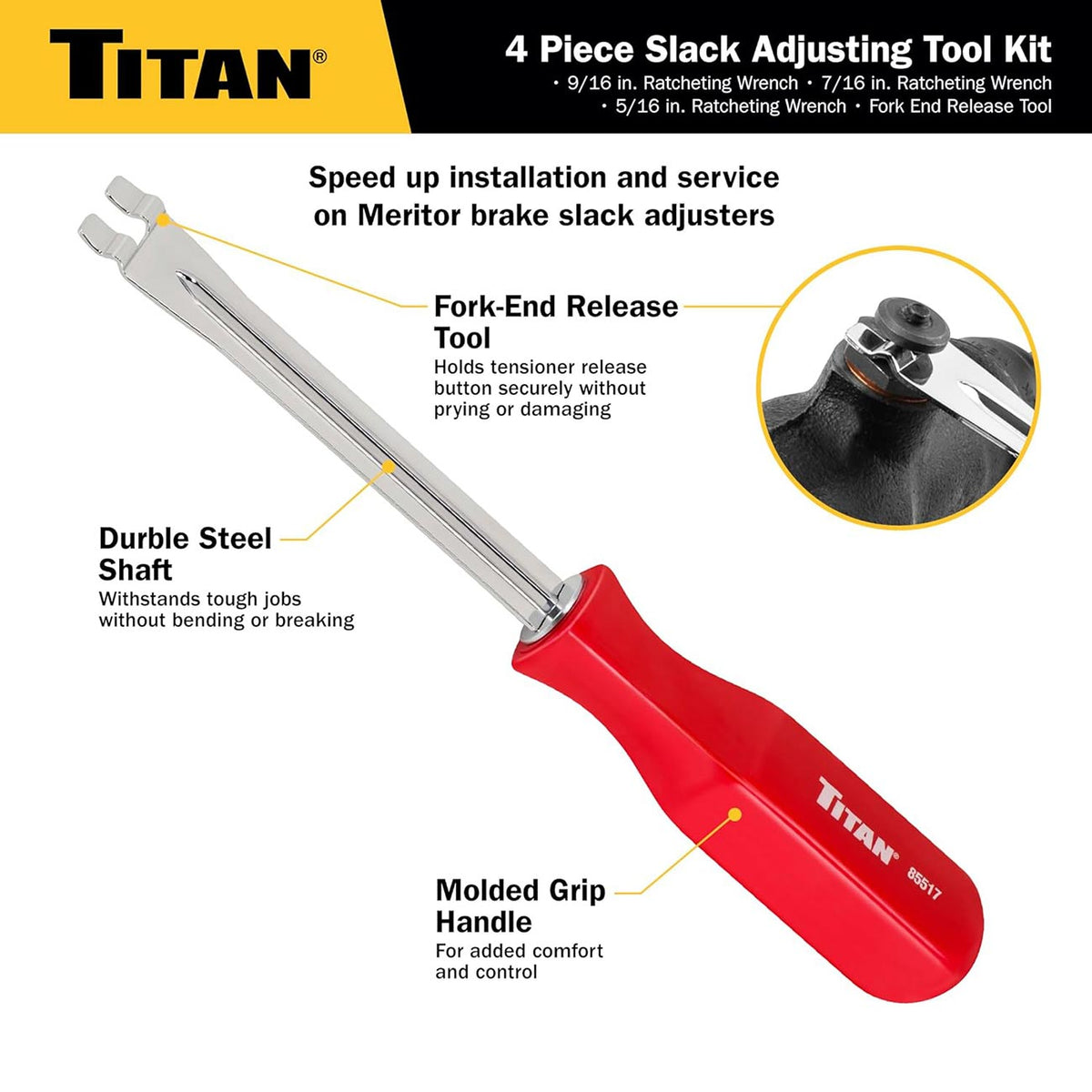 Titan 85569 4-Piece Brake Slack Adjusting Tool Set