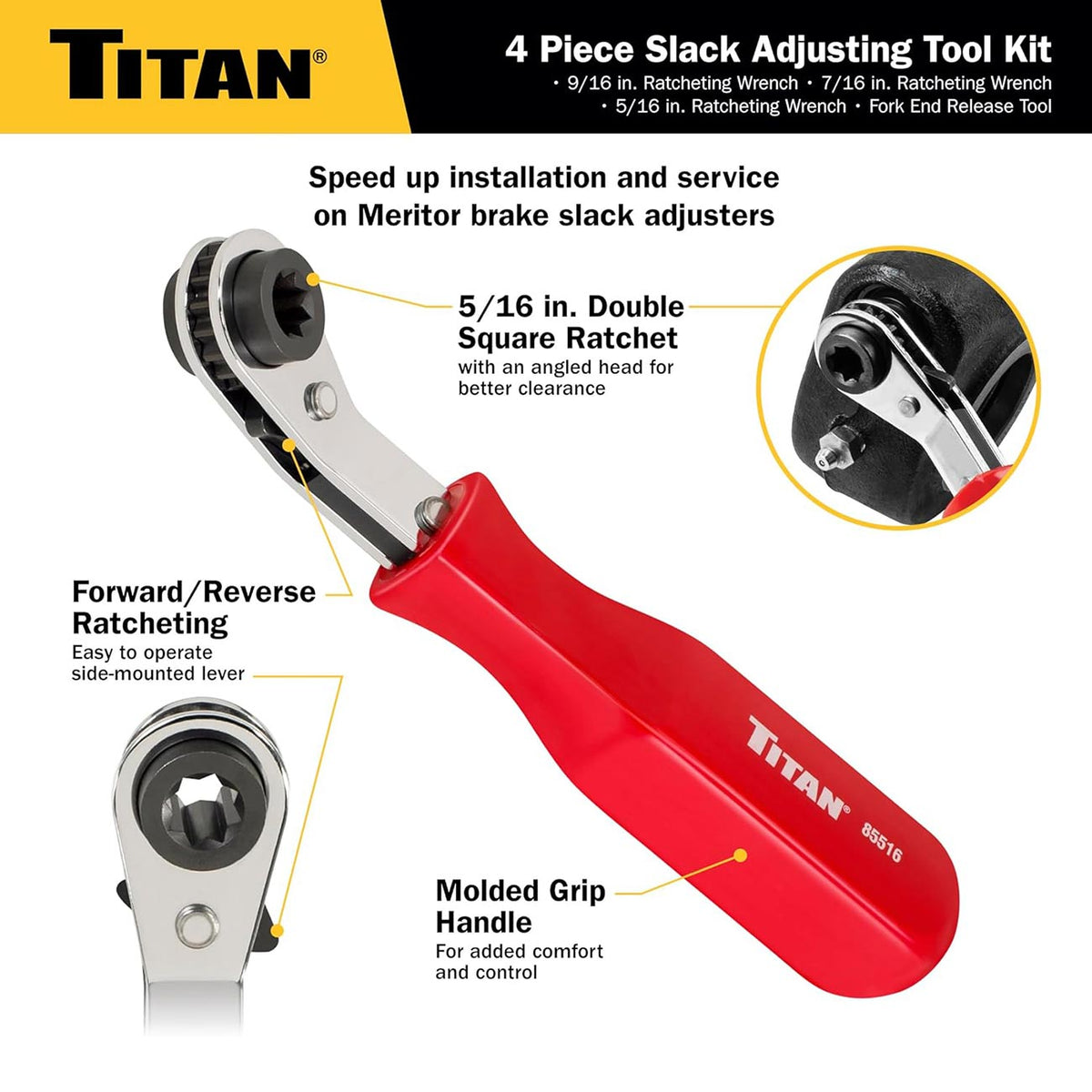 Titan 85569 4-Piece Brake Slack Adjusting Tool Set