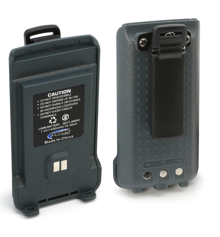Rugged Radios GMR2 Replacement Battery with 12v Charge Port and Belt Clip Grey
