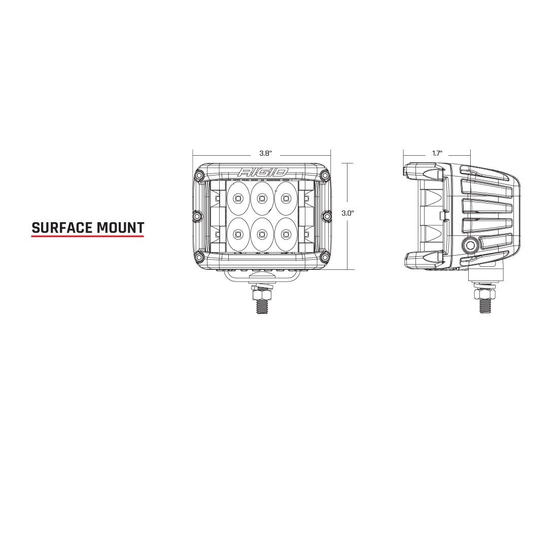 Rigid Industries - 862113 - Auxiliary Light - Flood Surface Mount White Housing Pair D-SS Pro