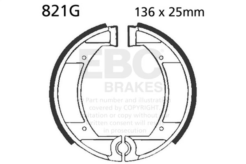 EBC Powersports EBC821G Grooved Motorcycle Replacement Brake Shoes