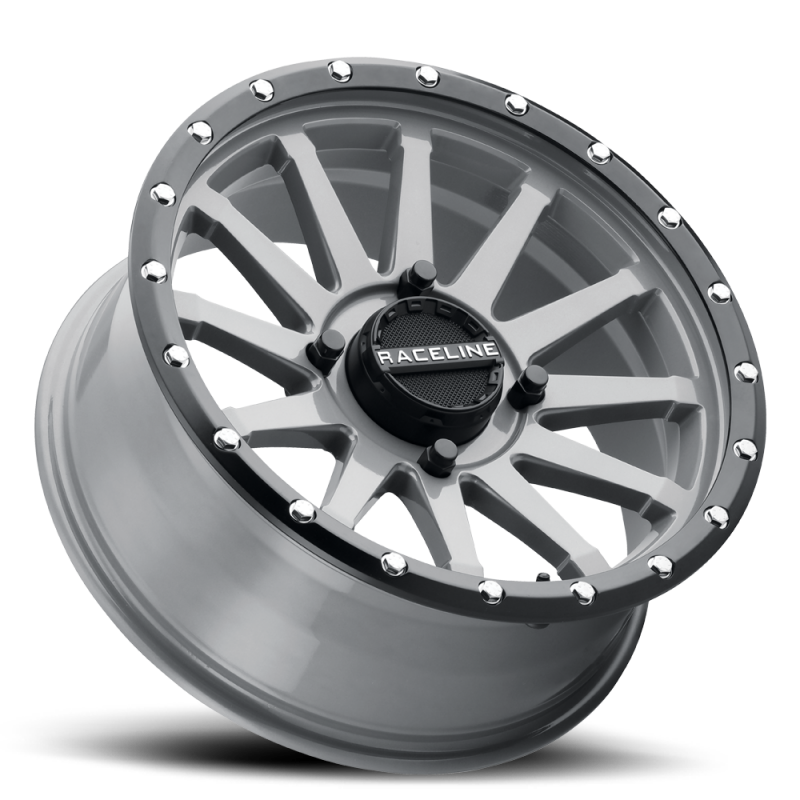 Raceline A95SG Trophy 14x7 Cast Wheel, 4x137 Bolt Pattern, +10mm Offset, Gray with Black Lip
